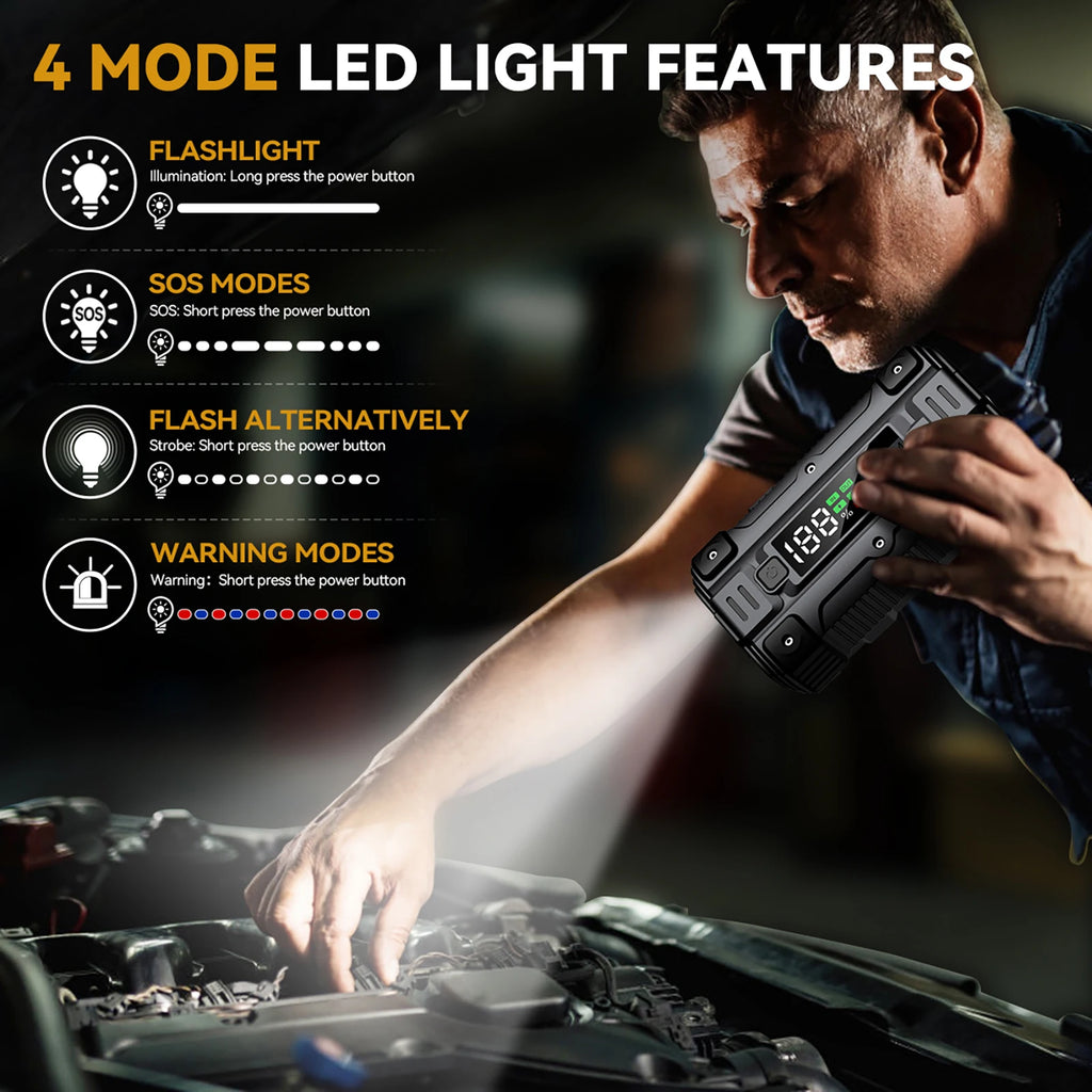 3000A/4000A/5000A Start Power Bank Jump Starter Car Booster External Battery 12V Starting Device for Petrol Diesel Powerbank