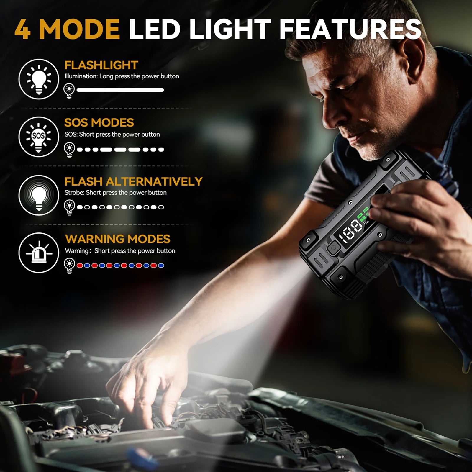 3000A/4000A/5000A Start Power Bank Jump Starter Car Booster External Battery 12V Starting Device for Petrol Diesel Powerbank