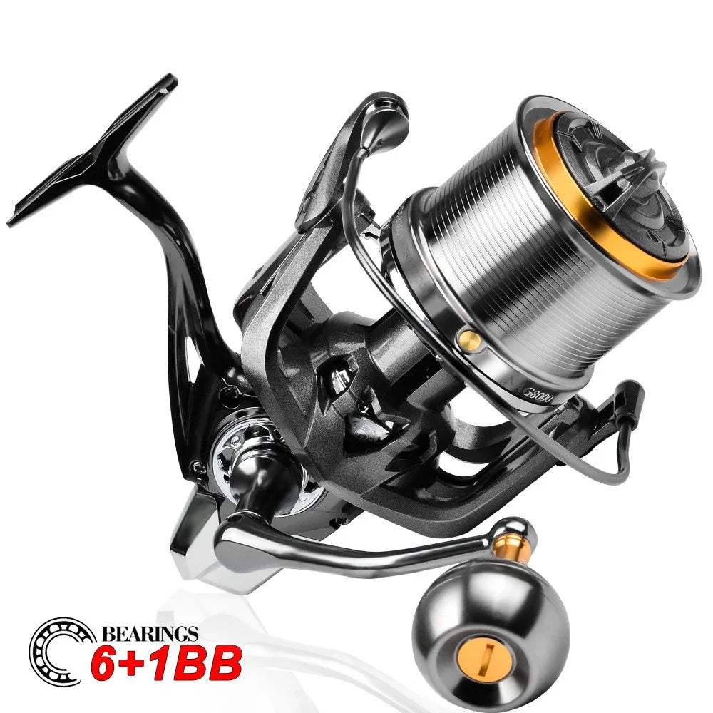 Casting Reel Fishing Reels 4.8:1 18KG Max Drag Power Ultra long throw 8000-14000S Sea Fishing Metal Spinning Metal Grip Pesca