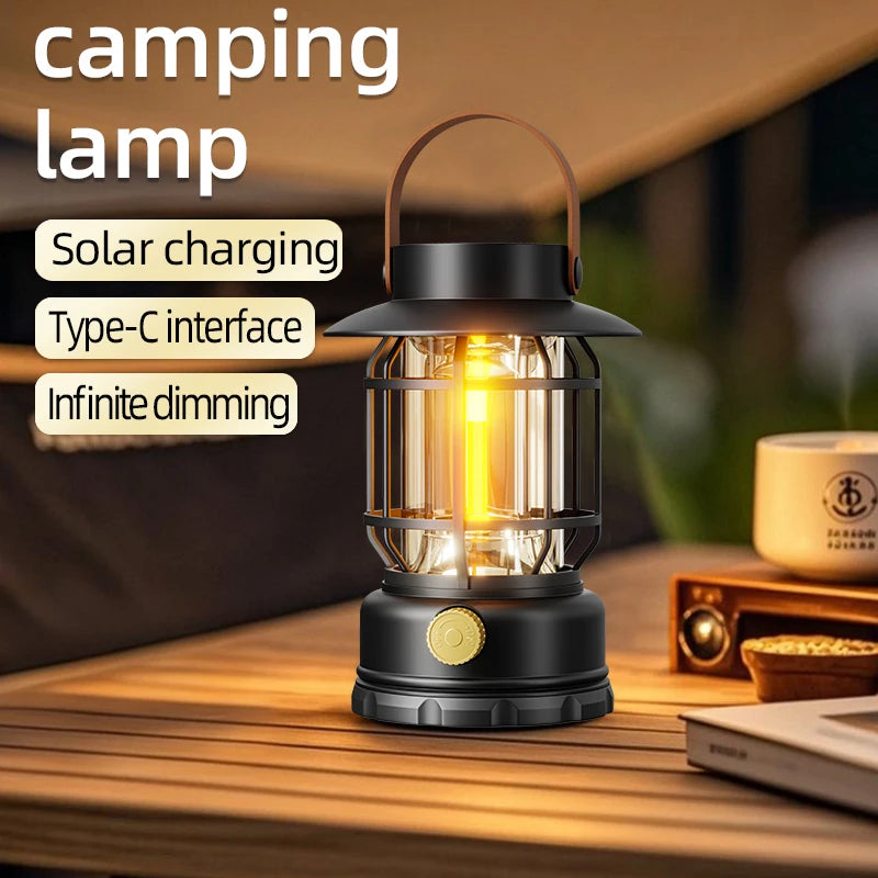 2-in-1 Solar USB Camping Lantern Ultra-Bright LED 360° Hanging Light Portable Design for Tent Hiking Emergencies Function Lamps