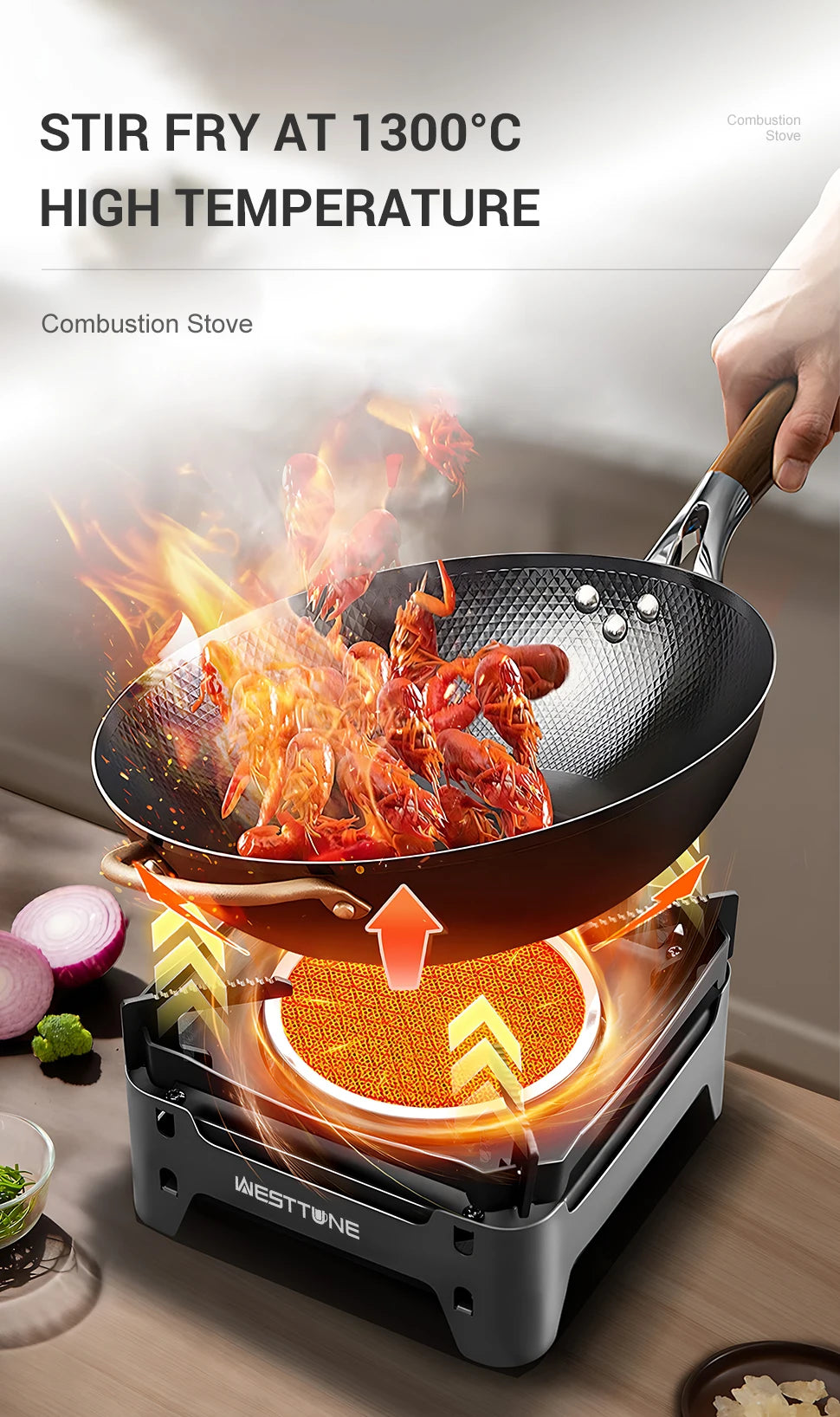 WESTTUNE Outdoor Infrared Combustion Stove Portable Cooking Burner 3600W Gas Stove with Electronic Ignition for Camping Picnic