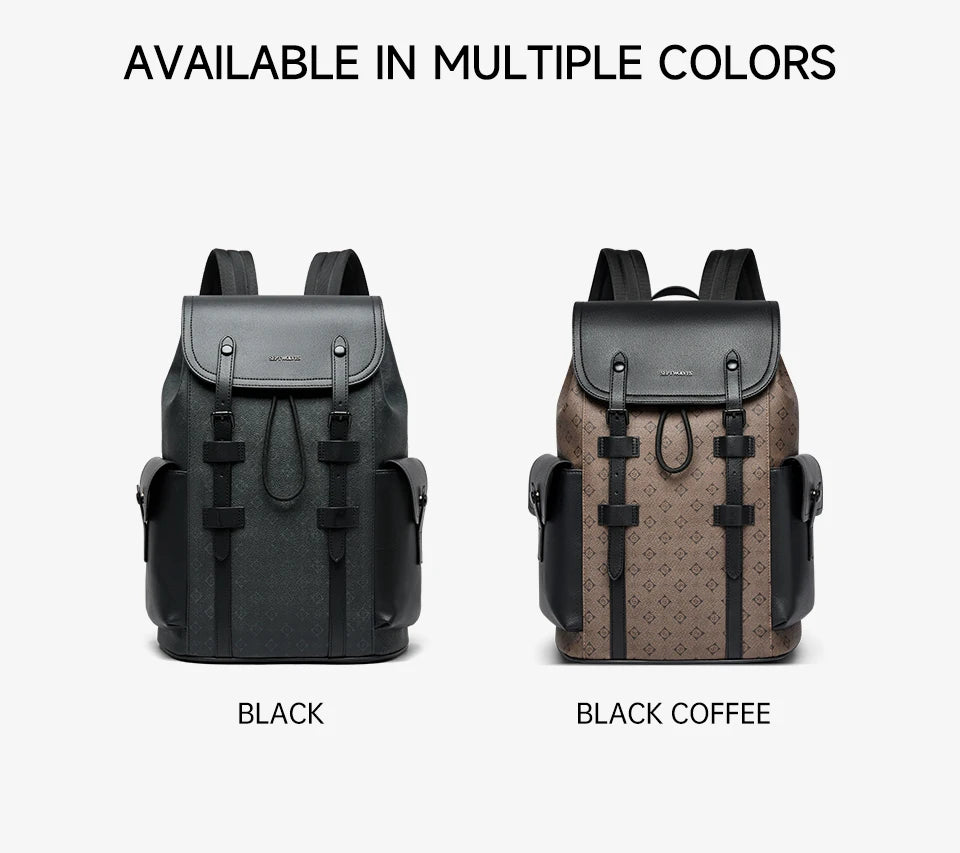 Septwolves Fashion Design Printed Leather Backpack Man Large Flip Cover Business Print Travel Laptop Bags Big Monogram Bagpack