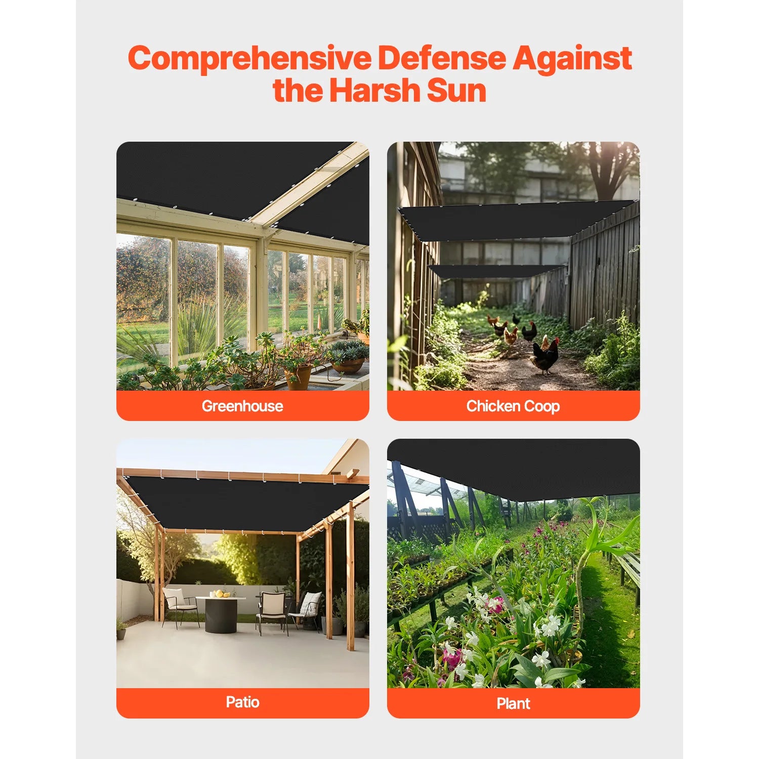 SucceBuy 90% Sun Shade Cloth 10x10/12/20ft Pergola Shade Cover 140 GSM HDPE Canopy Privacy Screen for Outdoor Garden Backyard