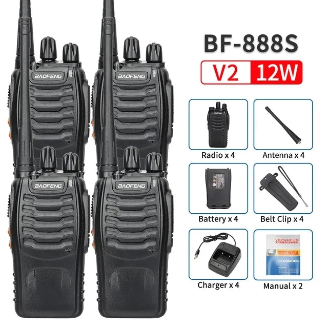 2/4PCS Baofeng Long Range UHF 400-470MHz USB/EU/US Ham Two Way Radio