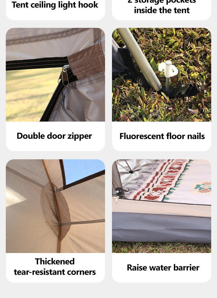 Sonuto Automatic Large Camping Tent 3-8 Person Quick Setup Double Hall Ridge Tent with Canopy for Outdoor Family Adventures