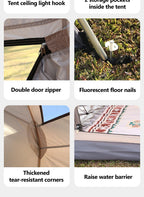 Sonuto Automatic Large Camping Tent 3-8 Person Quick Setup Double Hall Ridge Tent with Canopy for Outdoor Family Adventures