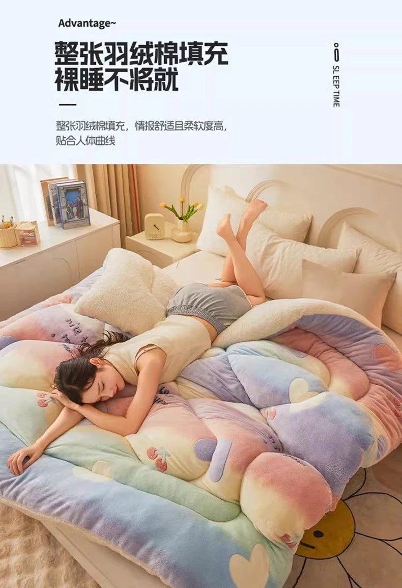 New winter quilt lamb wool autumn spring thickened super warm fiber blanket constant temperature milk cashmere bedding comforter