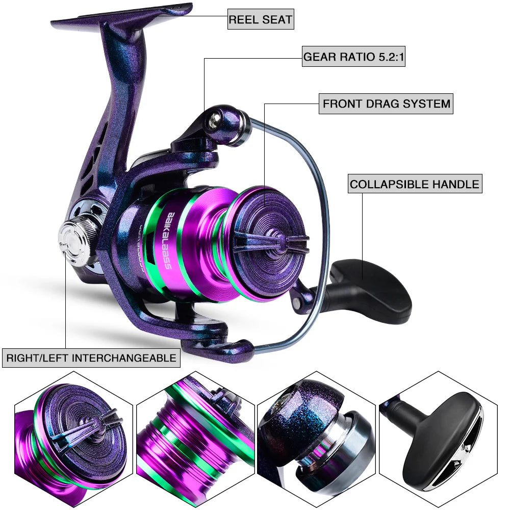 PROBEROS 2.1m Baitcasting/Spinning Fishing Rod Reel Combo Full Set with Line Lure Bag Hooks Freshwater Saltwater Fishing Pesca
