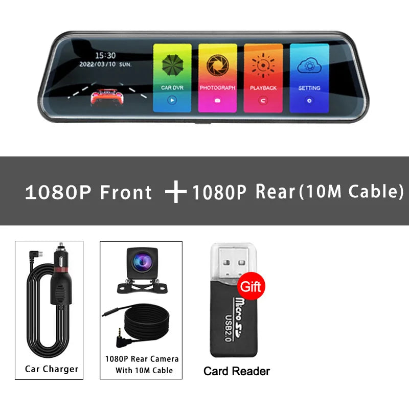 Mirror Camera for Car Touch Screen Video Recorder Rearview mirror Dash Cam Front and Rear Camera Mirror DVR Black Box
