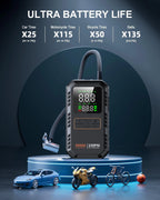 4-IN-1 Car Jump Starter with Air Compressor Peak 5000A Auto Battery Booster 150PSI Air Pump Portable Power Bank Tire Inflator