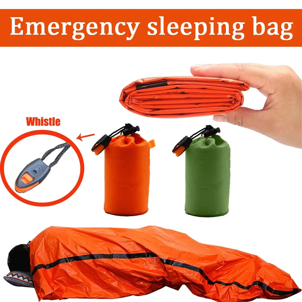 Portable  Mylar Insulated sleeping bag Waterproof Emergency Survival Outdoor Edc Camping Gear Thermal Sack First Aid Rescue Kit