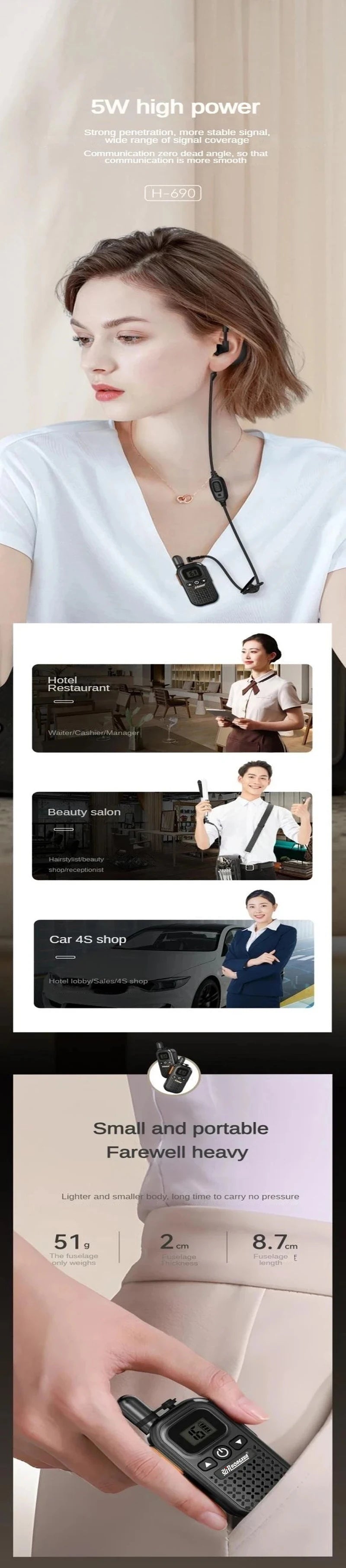 HX-928 5W Walkie Talkie HD Clear Sound Type-C Charging 8.7cm Mini Construction Family Hot Sale FOR daily use