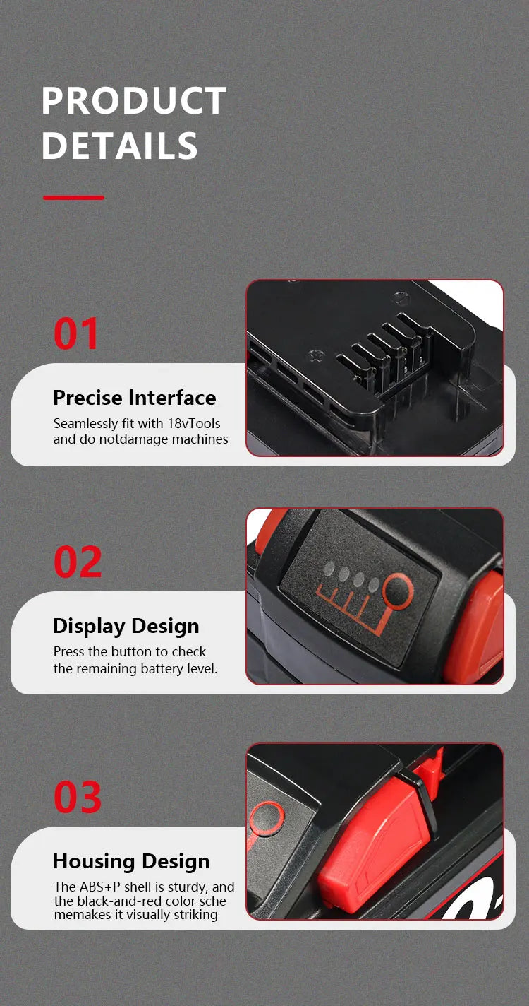 FOR Milwaukee M18 Battery Power Tool Battery 18V 3-6Ah Lithium Rechargeable Battery 48-11-2460 48-11-2412