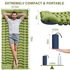 WESTTUNE Camping Sleeping Pad Ultralight Camping Mat with Pillow Built-in Foot Pump Inflatable Mattress for Backpacking Hiking