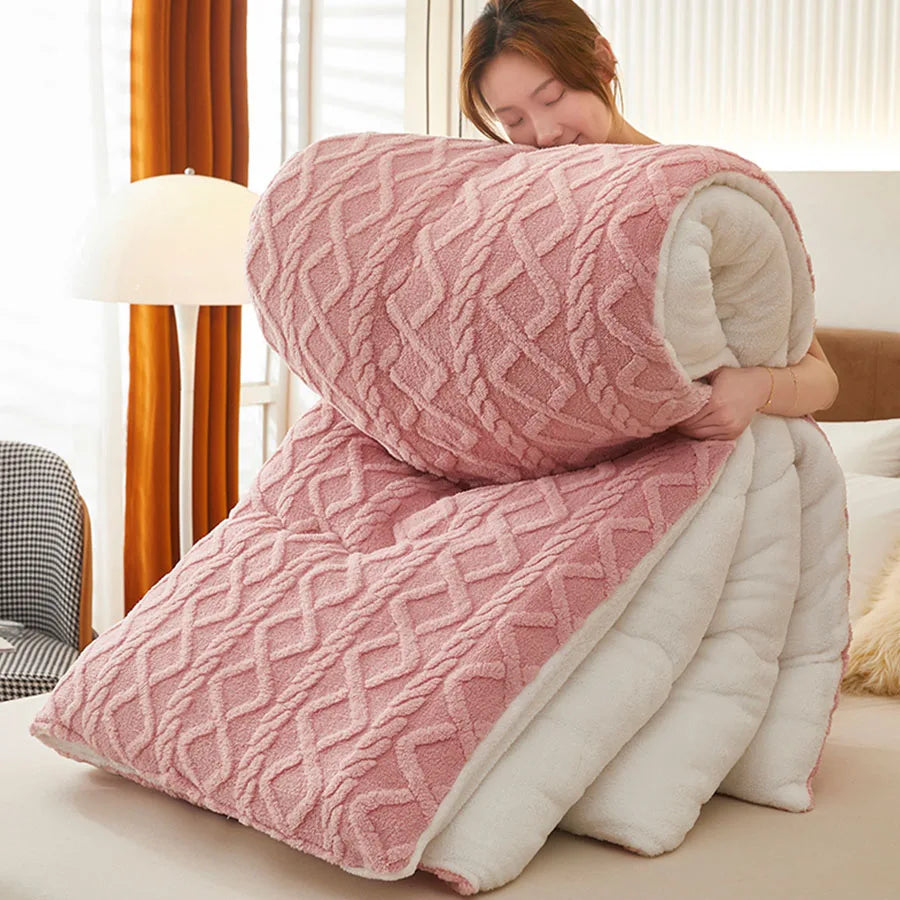 New Super Thick Winter Warm Blanket for Bed Artificial Lamb Cashmere Weighted Blankets Soft Comfortable Warmth Quilt Comforter