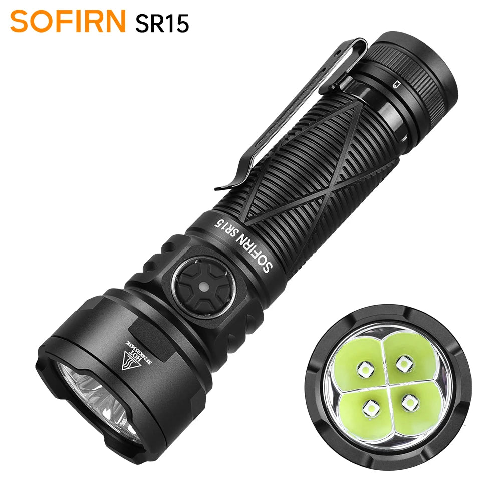 Sofirn SR15 4500LM Flashlight SFT25R Powerful LED Light 21700 USB C Rechargeable Discharge Torch
