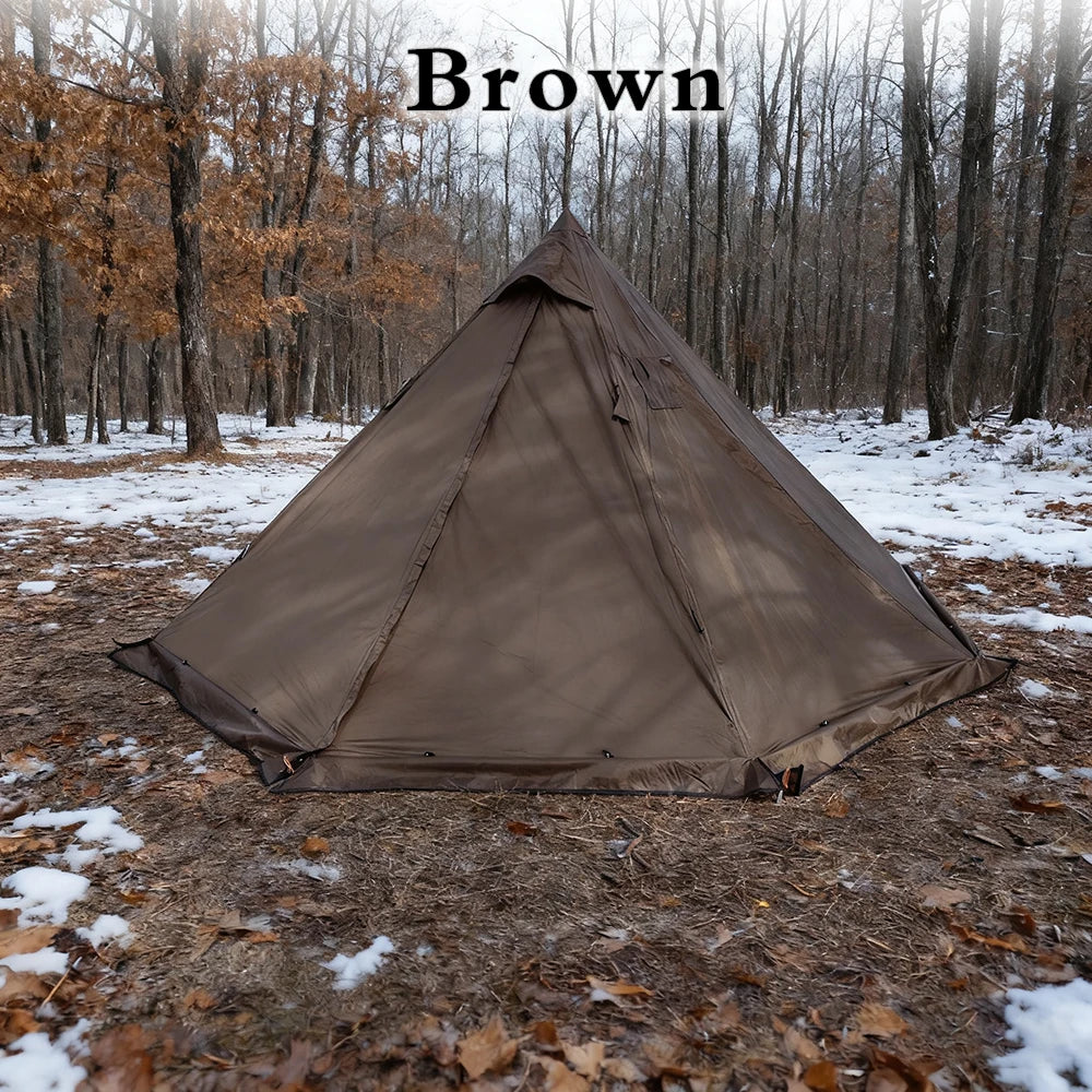 Flame Retardant Firewood Stove Tent 2 Persons Winter Lightweight Pyramid Hot Tent Large Outdoor Camping Waterproof Tipi Tent