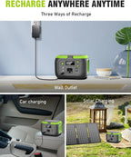 200W Portable Power Station 155Wh Solar Generator 42000mAh Power Bank with AC Outlet 110V, DC, USB QC3.0 for Outdoor Camping RV