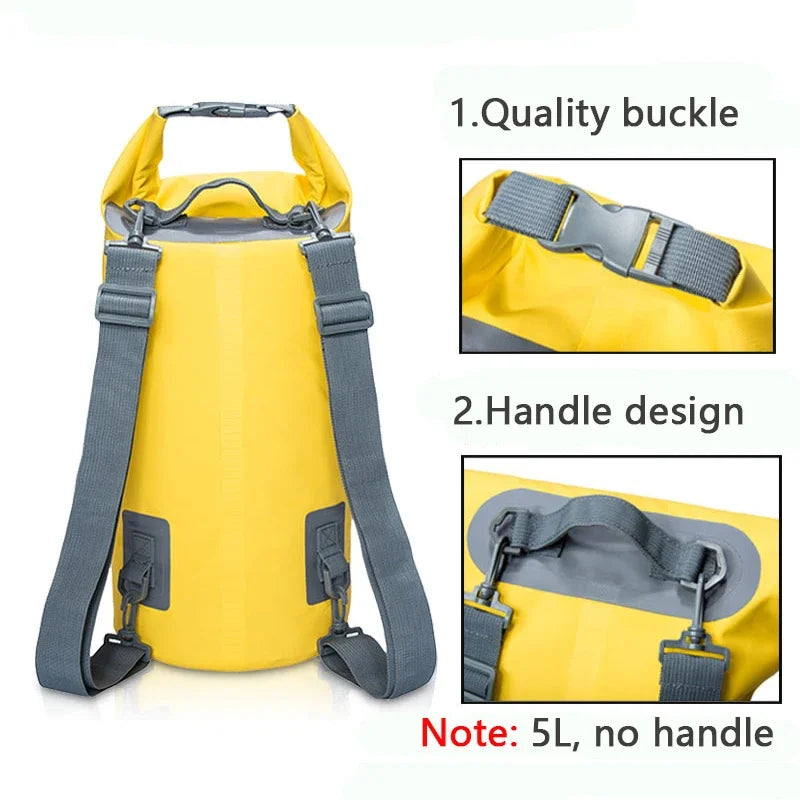 5/10/15/20/30L Waterproof Dry Bags PVC Folating Backpack For Kayaking Boating Swimming Rafting Beach Outdoor Sports Bag
