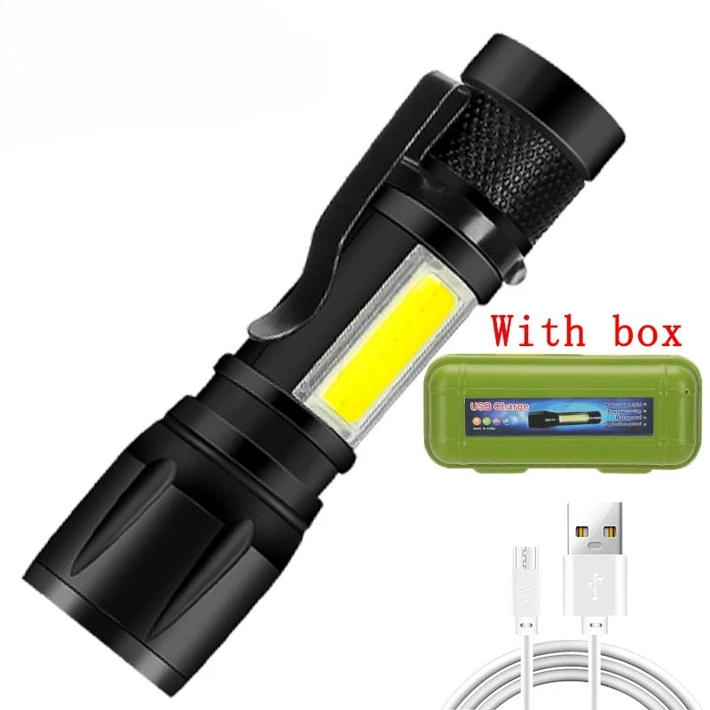 2000LM Ultra Bright P50 LED Flashlight Tactical EDC Emergency Spotlight Telescopic ZoomHandheld Torch  w/ 14500/18650 Battery