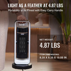 Electric Space Heater with Thermostat Remote Control, 1000W/1500W 2-Level Adjustable Quiet Ceramic Heater Fan, 20 in Tip-Over Sh