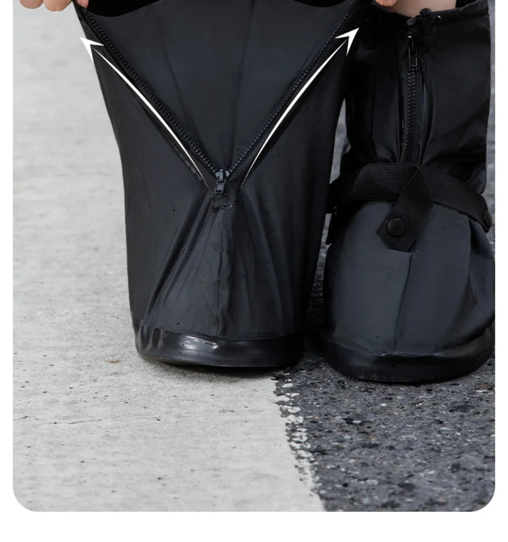 1Pair High Top Waterproof Shoe Covers Black Anti-Slip Reusable for Motorcycle Cycling Bike Men Women Overshoes PVC Protectors