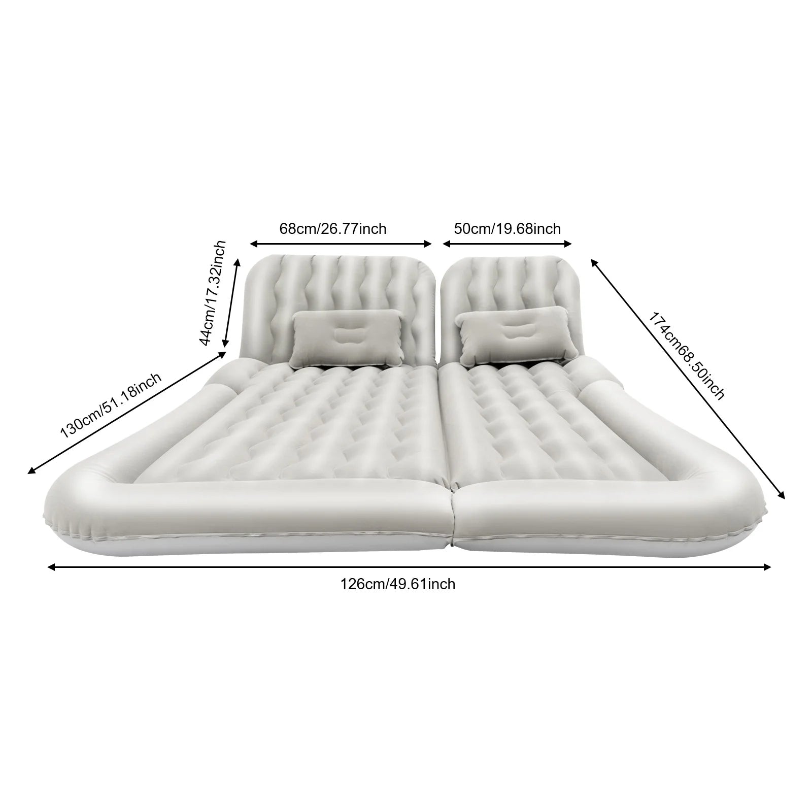 Car Inflatable Bed 2‑In‑1 Truck SUV Inflatable Car Mattress w/Air Pump&Pillow
