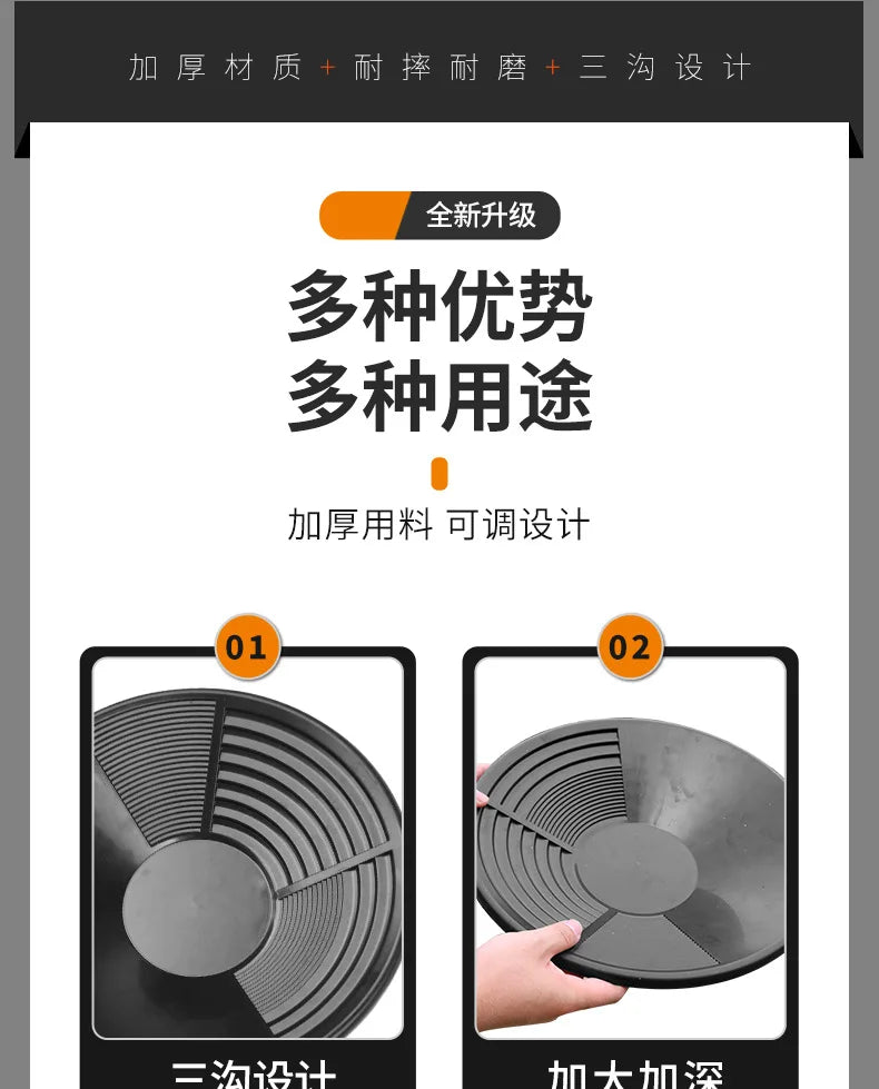 15 Inch Plastic Gold Pan Professional Prospecting Equipment for Mining River Gold Panning Wash Basin Tool Kit