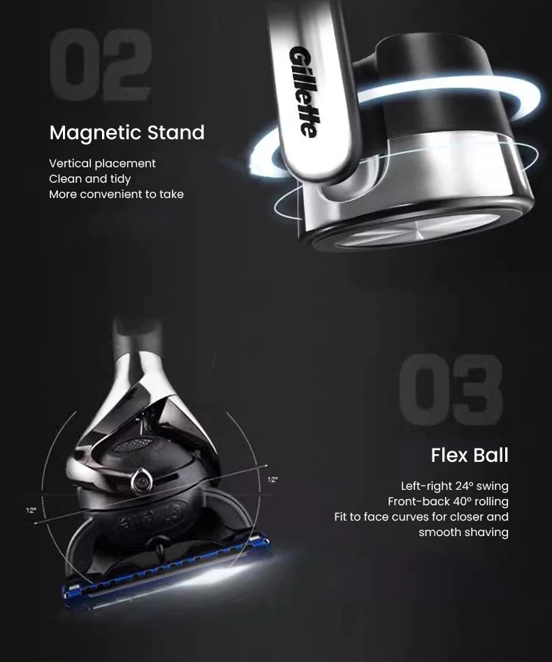 Gillette Fusion 5 ProGlide Razor Premium Edition Flex Ball Tech 5 Layers Ultra Thin Blades Shaving Machine with Mangetic Stand
