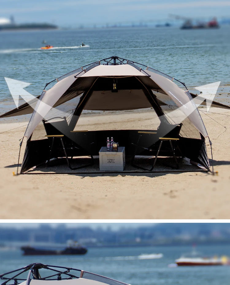 Sonuto Outdoor 3-4P One-Touch Camping Tent Quick Automatic Opening Beach Fishing Tent Family Travel Picnic Park Anti-UV Shade