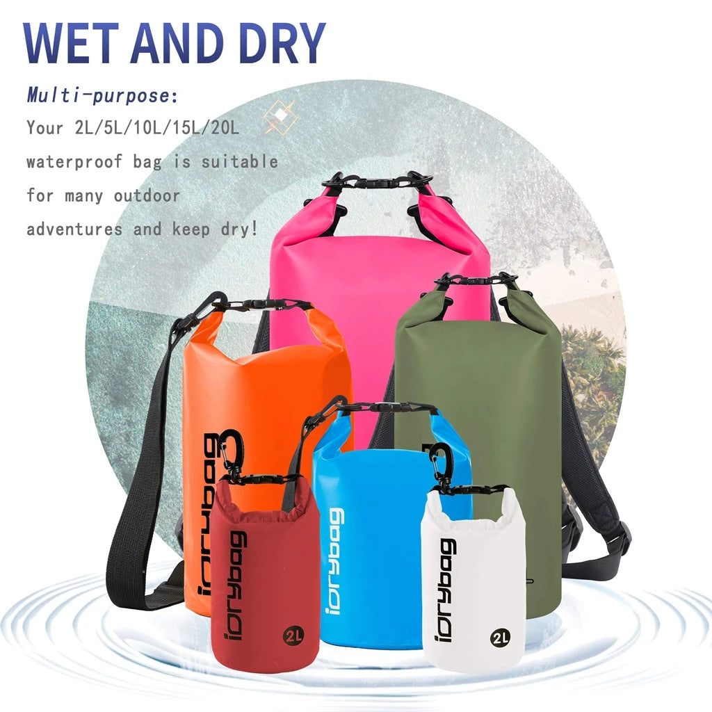 Idrybag Dry Bag Waterproof Bag for Women Men 2/5/10/15/20L Swimming Rafting Kayaking River Trekking Waterproof Dry Bag Backpack