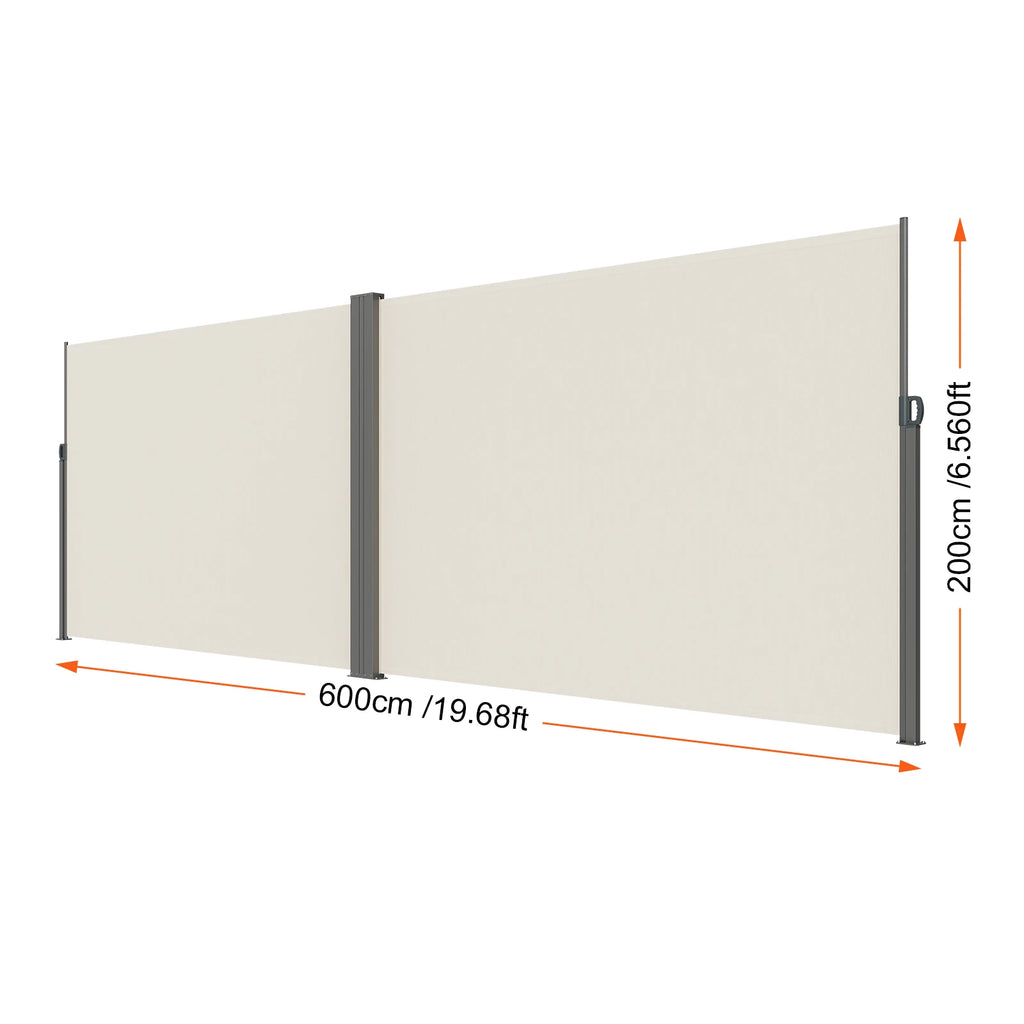 SucceBuy Retractable Side Awning Outdoor Privacy Polyester Water-proof Retractable Patio Screen UV 30+ Room Divider Wind Screen