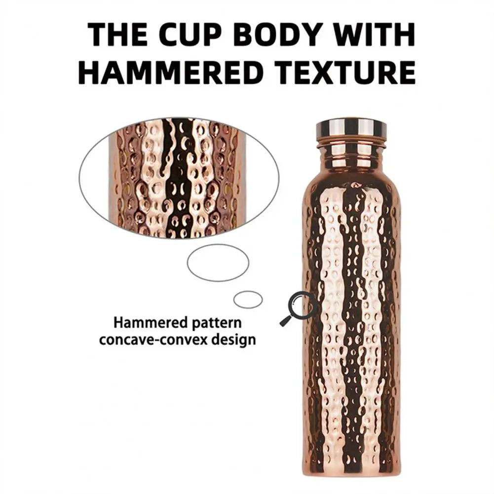 800ML Copper Sports Water Bottle Hammer Pattern Large Capacity Leakproof Cycling Gym Fitness Electroplating Drinking Cup 2025