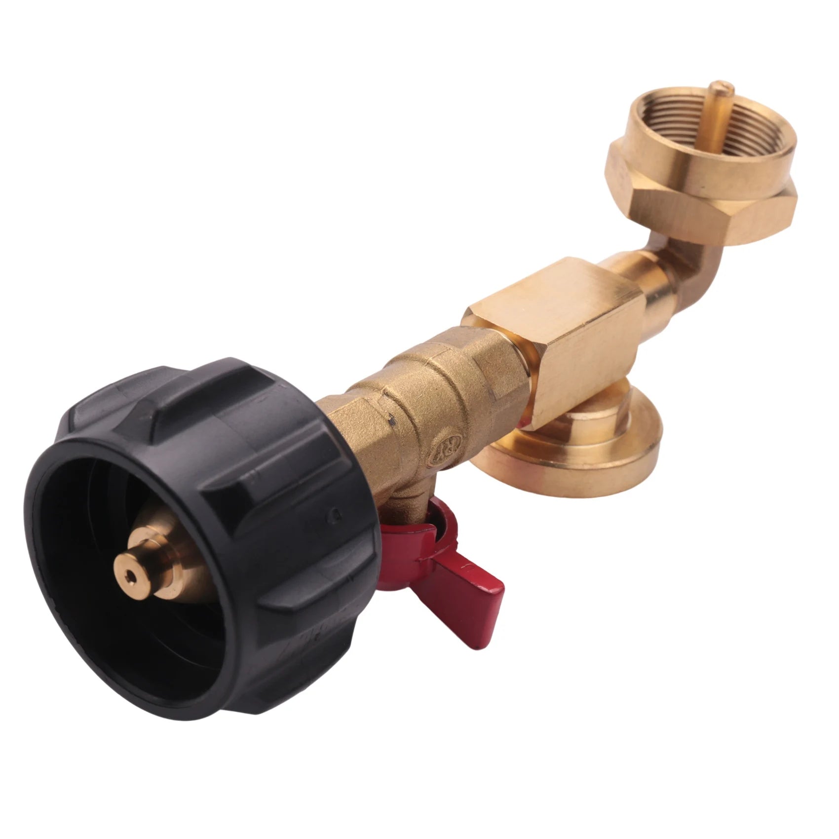 Propane Adapter 1Lb to 20Lb, QCC1 Propane Refill Elbow Adapter with Gauge and ON-Off Control Valve for 1LB Propane Tank
