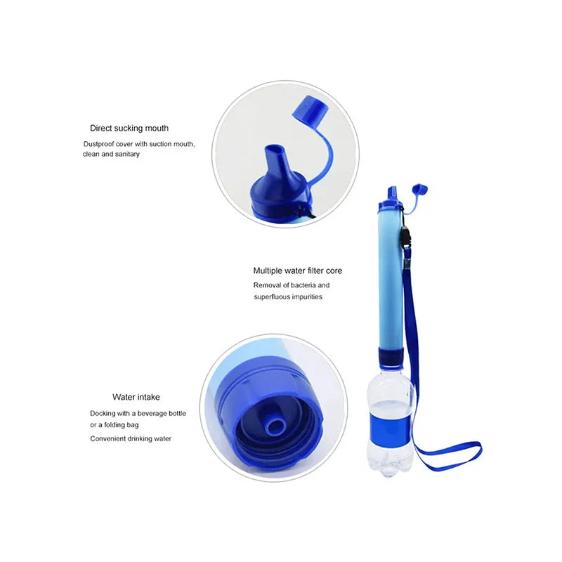 Outdoor Mini Water Filter Straw Camping Purification Portable Hiking Water Purifier for Survival or Emergency Supplies