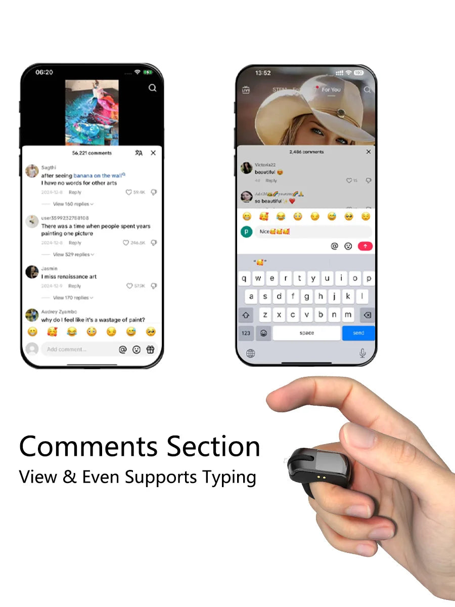 Ring Mouse Rechargeable Mini Light Weight Bluetooth 2.4G Dual-mode Wide Compatible Remote Control Selfie Scan Short Video Speech