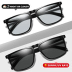 Brand Rivet Square Photochromic Sunglasses Men Polarized Women Driving Sun Glasses Day Night Vision Anti-Glare zonnebril heren