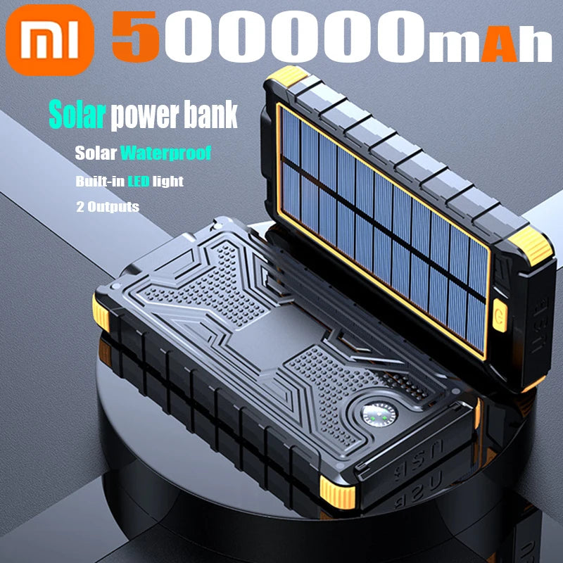 Xiaomi 50000mAh Large Capacity Solar Power Bank Outdoor Compass Waterproof External Battery Flashlight For iPhone Samsung