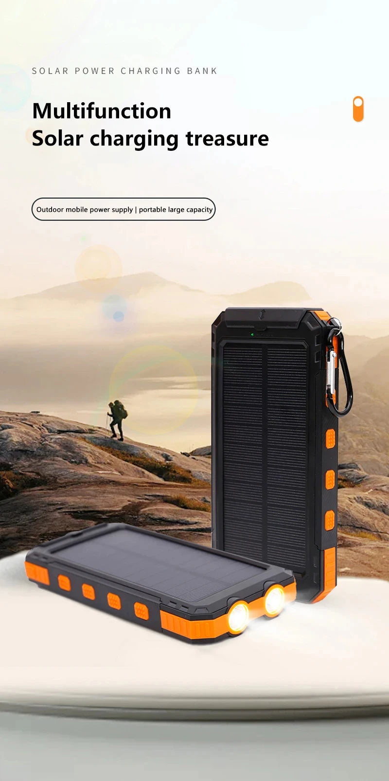 OnePlus Solar Power Bank 200000mAh Large Capacity Fast Charging External Battery with SOS Emergency Power for IPhone Samsung