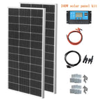 120W 240W 360W 480W Tempered Glass Solar Panel Rigid Painel 120V 1-4pcs Windproof Anti-snow Anti-hail PV Panels Solar System