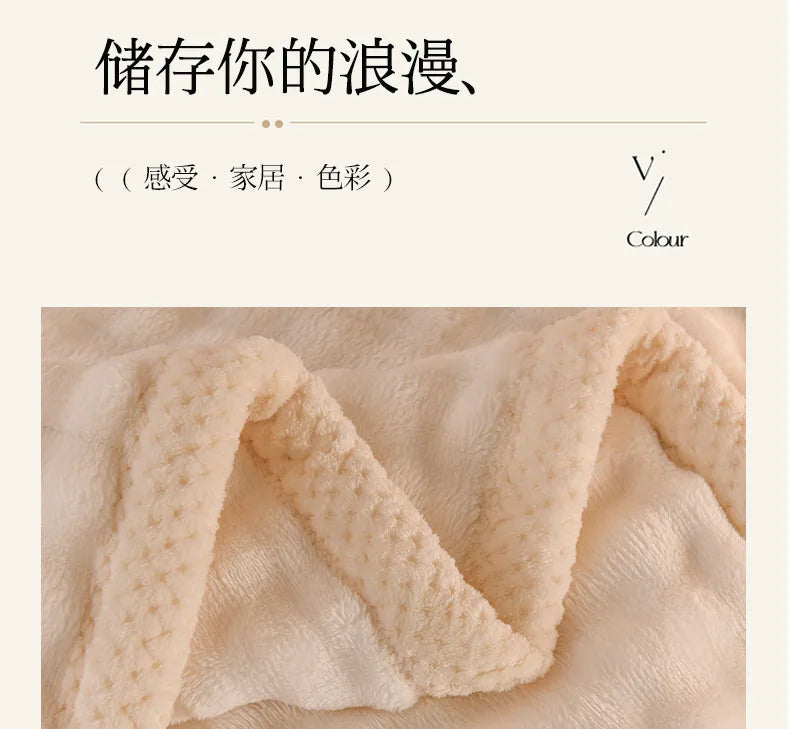2025 new solid color simple blanket imitation rabbit velvet super soft plush blanket high gram weight sofa blanket winter warmth