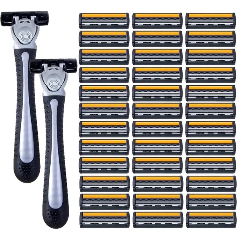 Metal Handle Manual Profession Face Care Beard 3-Layers Blade Safety Raze And Shaving Razor Stand Shaver Base For Man