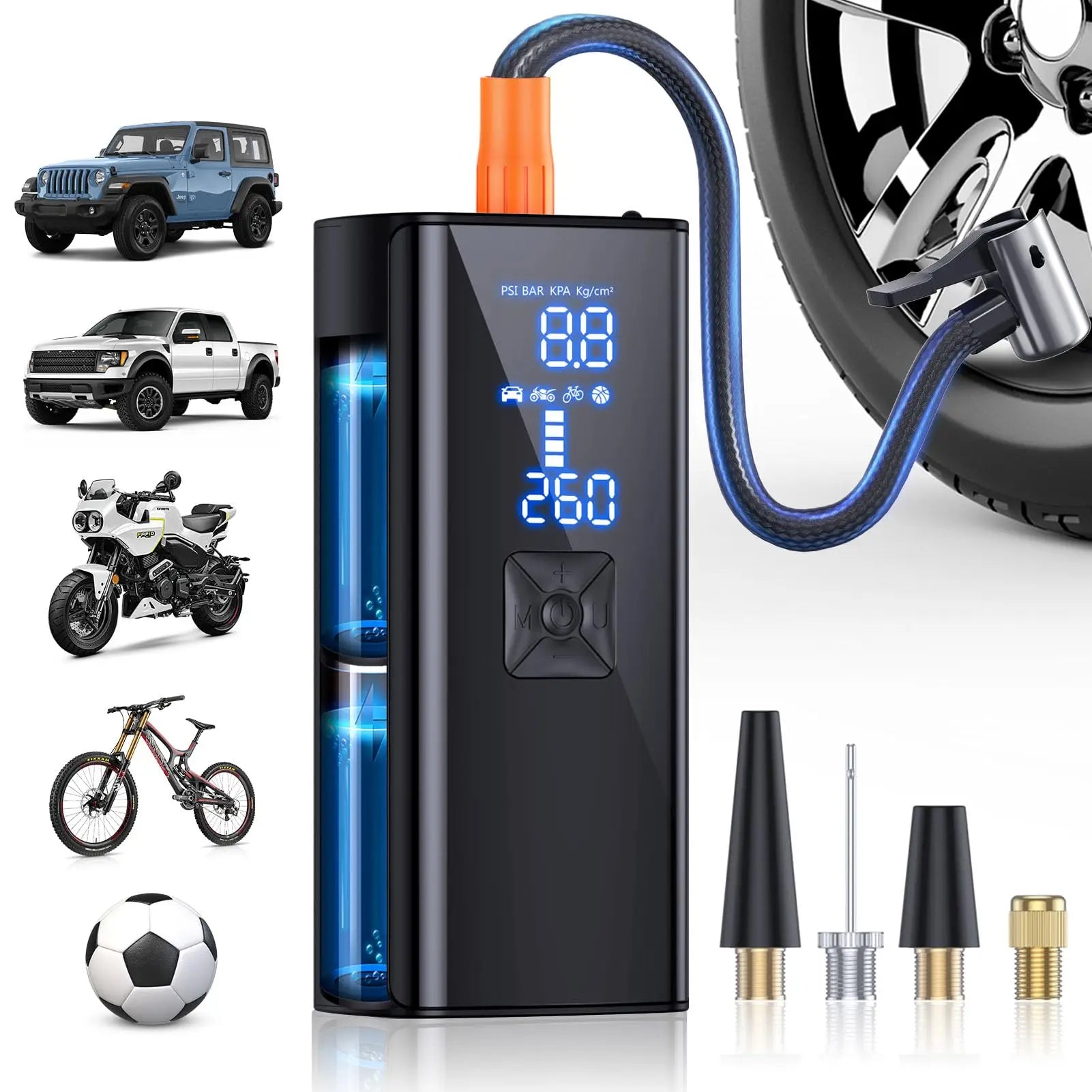 Car Air Compressor Super Fast Electric Tyre Inflator Pump With LED Lamp For Motorcycle Bicycle Tire Portable Inflatable Pump