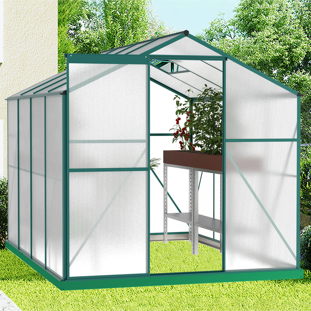 LZBEITEM Polycarbonate Greenhouse,6'x 8' Heavy Duty Walk-in Plant Garden Greenhouse for Backyard/Outdoor
