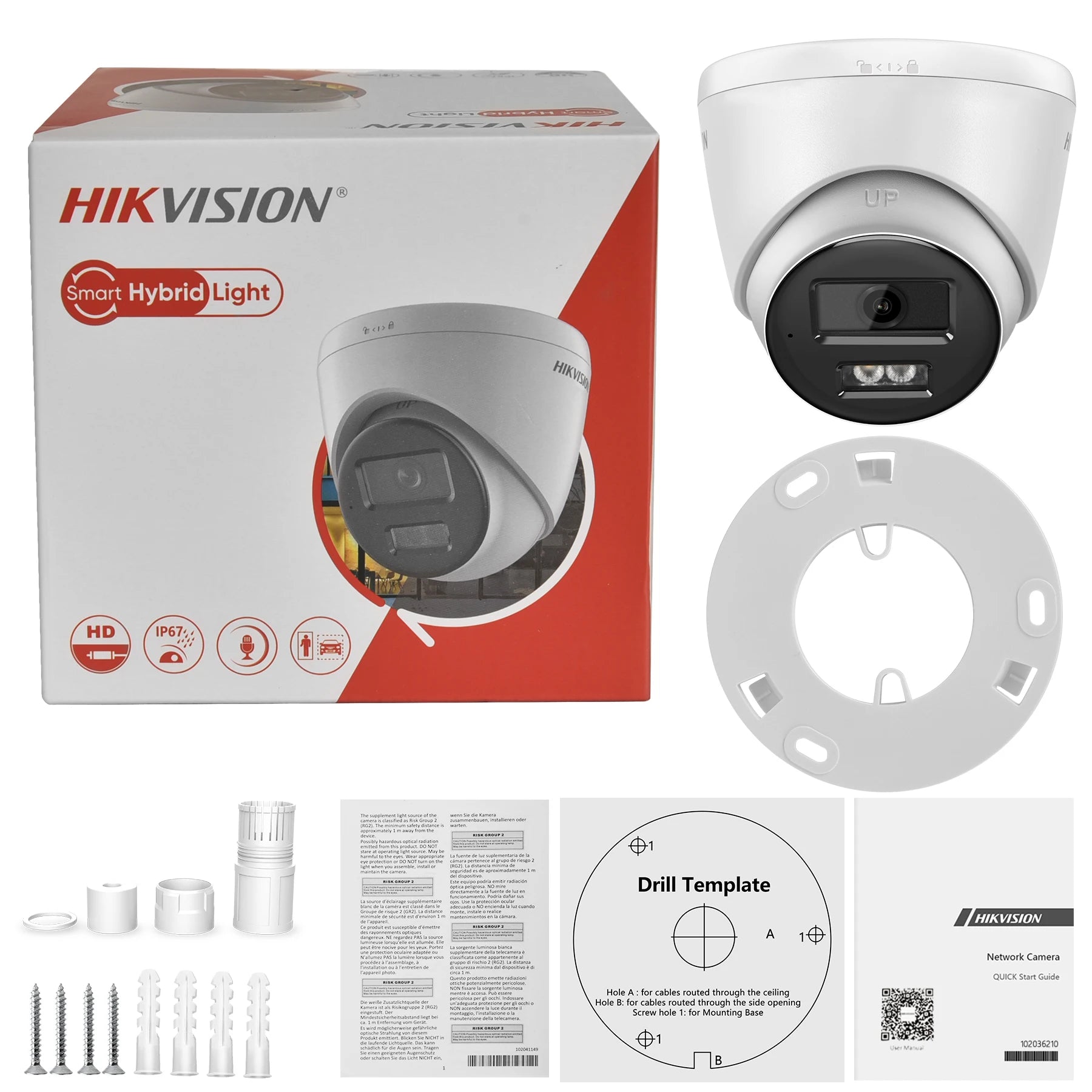 Hikvision 8MP ColorVu Smart Hybrid Light IP Camera DS-2CD1383G2-LIU DS-2CD1383G2-LIUF MD 2.0 Human Detect MIC SD Slot IP67 POE