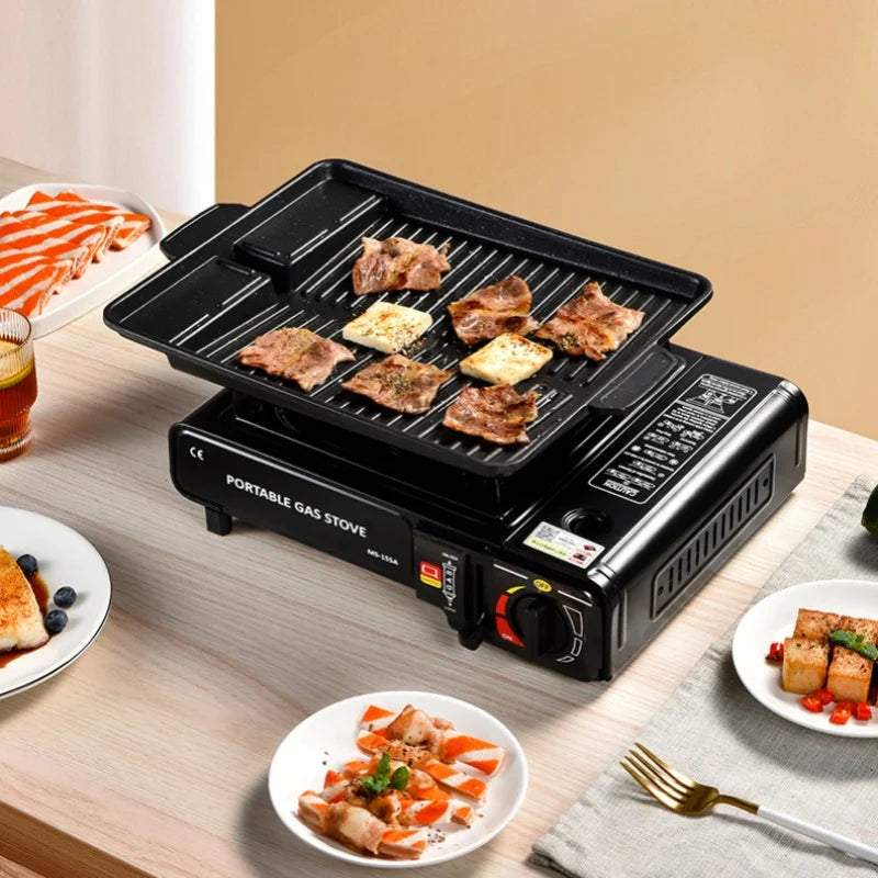 Portable outdoor gas stove, suitable for camping, barbecue cooking and household use. Compact, lightweight and durable gas stove