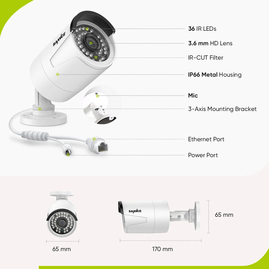 SANNCE 5MP POE Video Surveillance System Set 8CH 8MP NVR System CCTV Security Outdoor 5MP IP Cameras Surveillance Kit