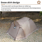 Fireproof 2 Person Winter Tent Hot Tent Waterproof Tunnel Dome Tent with Stove Jack and Snow Skirt for Camping Hiking 4 Season