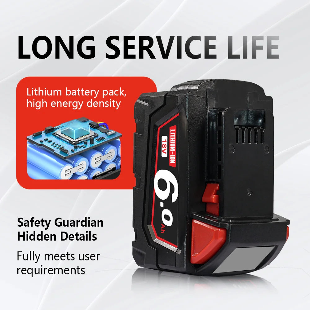 FOR Milwaukee M18 Battery Power Tool Battery 18V 3-6Ah Lithium Rechargeable Battery 48-11-2460 48-11-2412