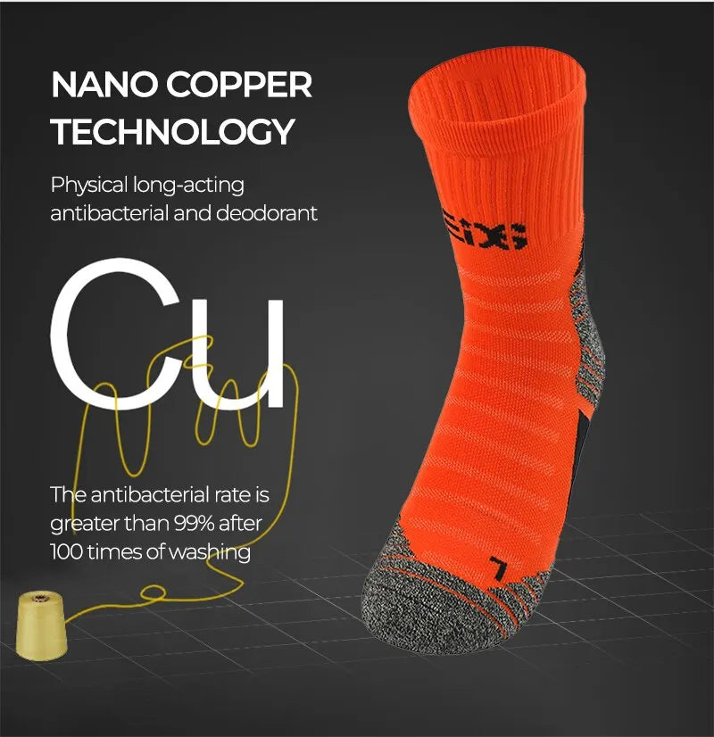 Deodorant Nano Copper Sports Socks for Men Antibacterial Basketball Climbing Sock Summer Compression MTB Cycling Bicycle Running